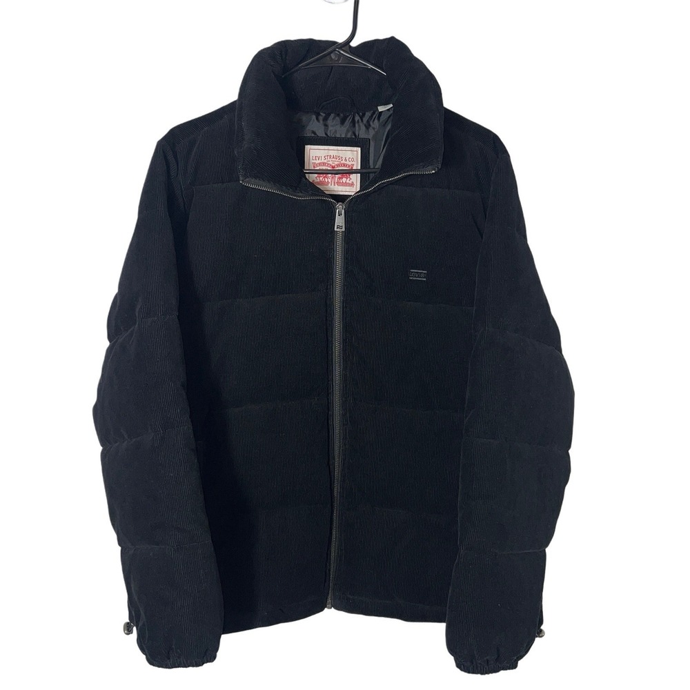 Corduroy Puffer Jacket Levis Women's Size L Insulated Coat - Picture 1 of 10
